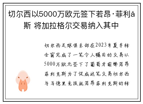 切尔西以5000万欧元签下若昂·菲利克斯 将加拉格尔交易纳入其中
